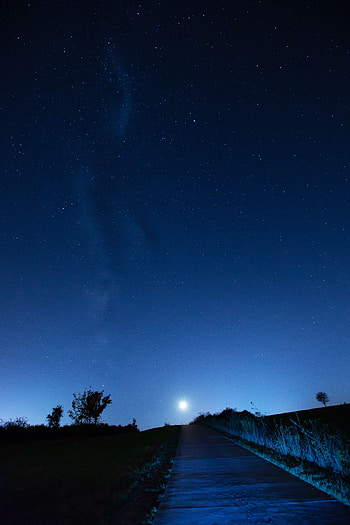 Nature, Night, Horizon, Shine, Starry Sky, Brilliance, Climb, Lift HD phone wallpaper
