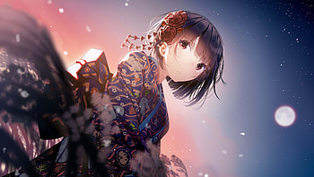 Anime girl in kimono, U, resolution, Japanese fashion HD wallpaper