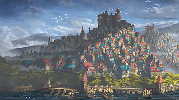 Fantasy, Art, City, Lock HD wallpaper