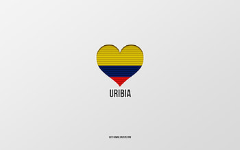 I Love Uribia, Colombian cities, Day of Uribia, gray background, Uribia, Colombia, Colombian flag heart, favorite cities, Love Uribia HD wallpaper