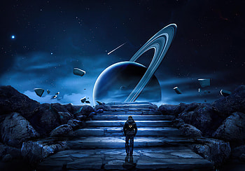 Mission On Saturn , artist, artwork, digital-art, deviantart HD wallpaper