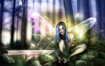 Magical Fairy, pastel, art, girl, beautiful, angel, serene, beauty, woman, digital, delicate, fantasy, fairie, female HD wallpaper