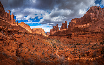 canyon, evening, red rocks, mountain landscape, sunset, Utah, USA HD wallpaper