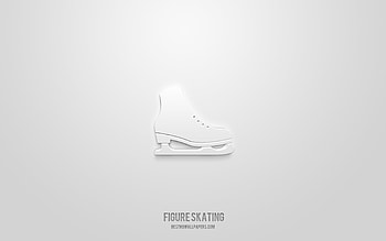 Figure skating 3d icon, white background, 3d symbols, Figure skating, winter sport icons, 3d icons, Figure skating sign, winter sport 3d icons HD wallpaper