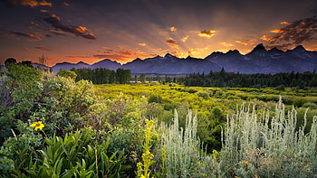 Wyoming USA, Sunset landscape, Beautiful landscapes HD wallpaper