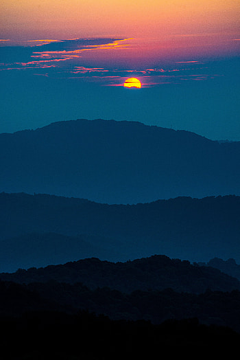 Nature, Sunset, Mountains, Twilight, Clouds, Dusk, Hills HD phone wallpaper