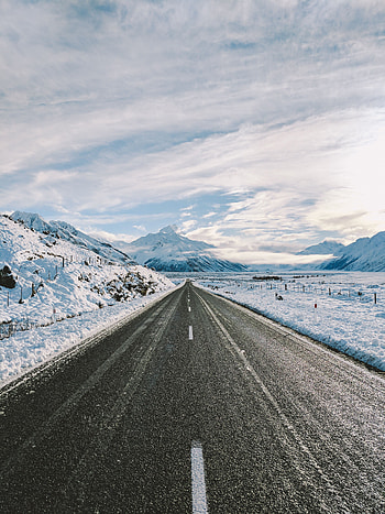 Winter, Nature, Mountains, Snow, Road, Markup, Asphalt HD phone wallpaper