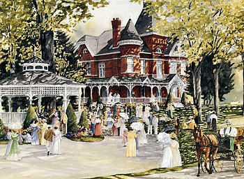 Summer Affair in the Park F, affair, art, gazebo, beautiful, park, artwork, wide screen, Summer, painting HD wallpaper