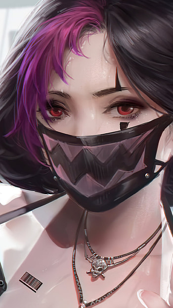 Anime Girl wearing Black Mask, mask, Anime, girl, anime girl HD phone wallpaper