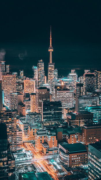 Toronto Skyline at Night, Nighttime beauty, Stunning , Moonlit cityscape HD phone wallpaper