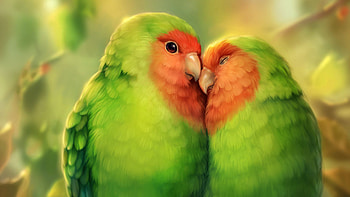 3D love bird, Dimensional artistry, Romantic symbolism, Visual masterpiece HD wallpaper