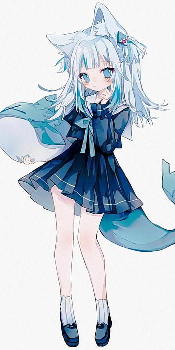Gawr Gura, art, wig HD phone wallpaper