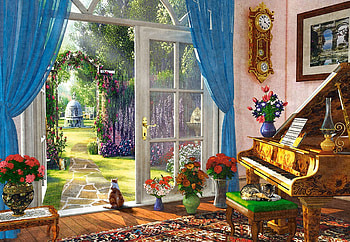 garden view, retro, garden, nature, vintage HD wallpaper