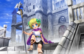 Bianca's Daughter, blond hair, blonde, cute, nice, short hair, game, , blonde hair, adorable, castle, warrior, female, sweet, blond, house, girl, kawaii, anime girl, anime, video game, pretty, rpg, building, lovely, spear HD wallpaper