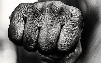 fist, monochrome, strength concepts, punch, black and white fist, hand HD wallpaper