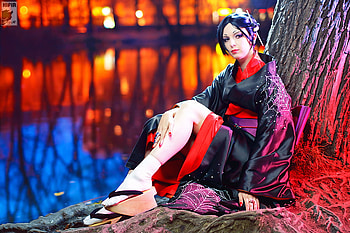 japanese, colorful, model, red, cosplay, girl, female HD wallpaper