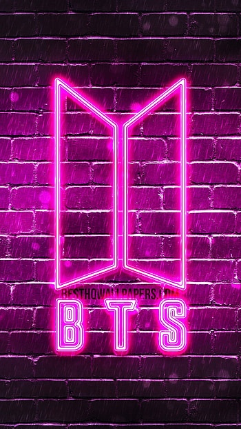 Bts Logo, Pink Led Lights, pink, led lights, logo, bts HD phone wallpaper