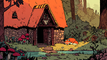 Serene Lonely Fox Resting Near Cottage, fox, artist, artwork, digital-art HD wallpaper