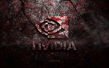 Nvidia logo, grunge art, Nvidia stone logo, red stone texture, Nvidia, grunge stone texture, Nvidia emblem, Nvidia 3d logo HD wallpaper