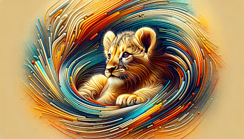 Lion Cub Abstract Swirl, lion cub, lion, cub, artistic, illustration HD wallpaper