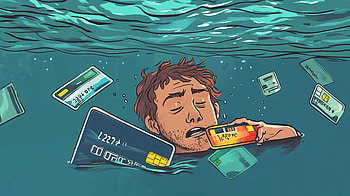 Drowning in Debt: A Ultra on Credit Card Struggles, credit card, credit card debt, man HD wallpaper
