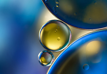 Abstract, blue, yellow, texture, oil, bubble, water HD wallpaper