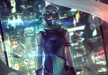 Woman in mask, futuristic HD wallpaper
