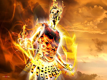 FIRE WARRIOR, gold, fire, men, warrior HD wallpaper