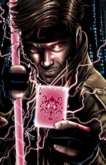 Gambit, Marvel Comics, Charged playing cards, Staff wielder HD phone wallpaper