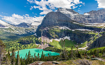 Glacier National Park, , summer, turquoise lake, mountains, glacial lake, beautiful nature, USA, America HD wallpaper
