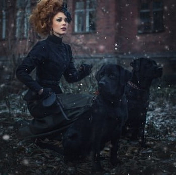 dogs, lady, model, black HD wallpaper