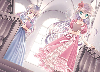 Cute Girls, ribbons, cute, girls, long hair, lolita, green eyes, dress, purple eyes HD wallpaper