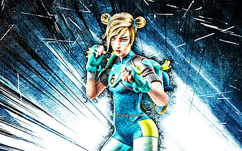 Moxie, grunge art, Fortnite Battle Royale, Fortnite characters, blue abstract rays, Moxie Skin, Fortnite, Moxie Fortnite HD wallpaper
