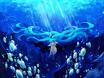 Deep Sea Girl, blue, sea, miku, vocaloid HD wallpaper