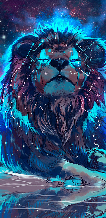 Artistic lion, Colorful ry, High-resolution, Samsung device HD phone wallpaper
