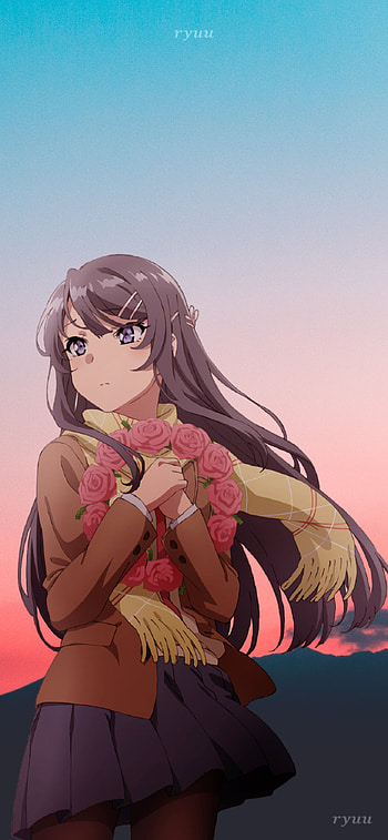 Mai Sakurajima, Sky, Anime Girl, Mountains, Anime , ryuu, Anime, Bunny Girl, Bunny Girl Senpai, Girl, Bunny HD phone wallpaper