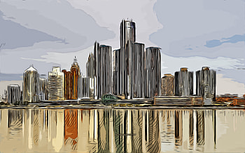 Detroit, Michigan, , vector art, Detroit drawing, creative art, Detroit art, vector drawing, abstract cityscape, Detroit cityscape, USA HD wallpaper
