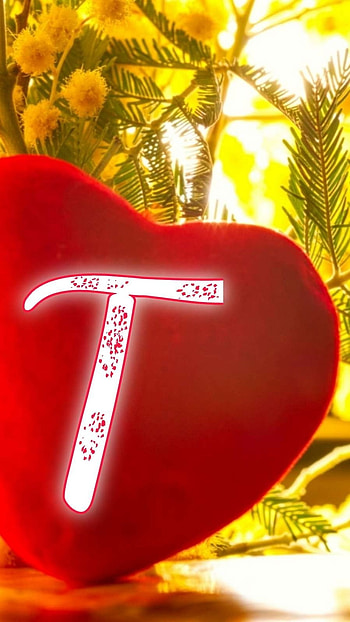T Letter, Red Heart HD phone wallpaper