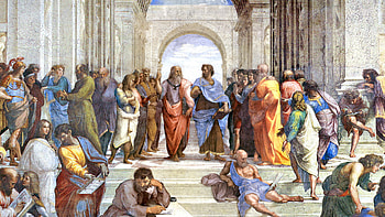 Socrates and Aristotle, The School of Athens, Philosophical debate, Classical philosophers HD wallpaper