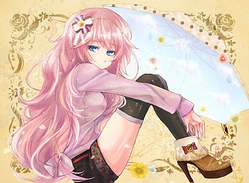Anime, long hair, high heels, thigh highs HD wallpaper