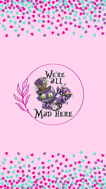 Cheshire cat, wereallmadhere, pink, purple, Cheshirecat HD phone wallpaper