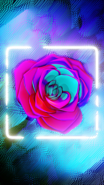 Flower, Bright, 3D, Neon, Glow, Frame HD phone wallpaper