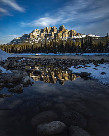 Nature, Rocks, Reflection, Snow Covered, Snowbound HD phone wallpaper