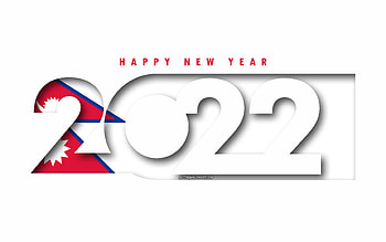 Happy New Year 2022 Nepal, white background, Nepal 2022, Nepal 2022 New Year, 2022 concepts, Nepal, Flag of Nepal HD wallpaper