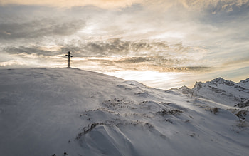clouds, Nature, Landscape, Sunlight, Cross, Snow, Mountains / and Mobile Backgrounds HD wallpaper