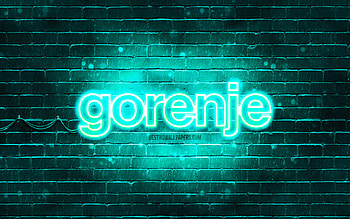 Gorenje turquoise logo, , turquoise brickwall, Gorenje logo, brands, Gorenje neon logo, Gorenje HD wallpaper