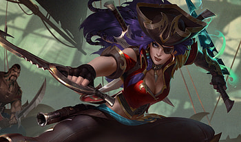 Katarina, fantasy, pirate, jojo, girl, lol, jojo so, hat HD wallpaper