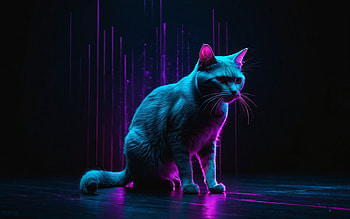 Neon Cat, neon, cat, cute, blue, purple, cute cat HD wallpaper