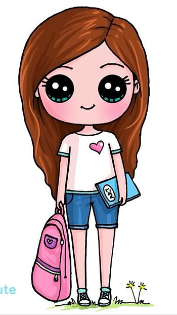 Cute Cartoon Girl, Pretty, Adorable HD phone wallpaper