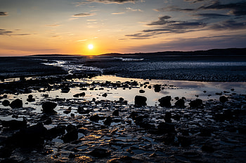 Nature, Water, Sunset, Stones, Sea, Twilight, Beach, Sand, Dusk HD wallpaper